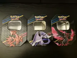 Pokemon TCG Crown Zenith Empty Tins x3 Galarian Articuno Zapdos Moltres - Image 1