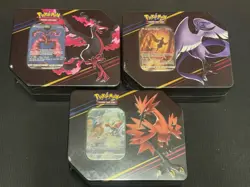 3x Pokemon TCG - Crown Zenith Tins (Galarian Articuno Zapdos Moltres) Art Set - Image 1