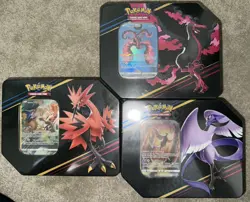 Pokemon TCG Crown Zenith Tins Moltres Zapdos Articuno (Set of 3) - Image 1