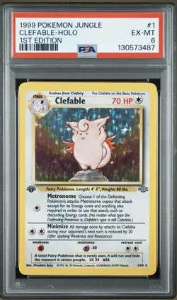 Pokemon TCG Clefable 1/64 Jungle 1st Edition Rare Holo Graded PSA 6 - Image 1