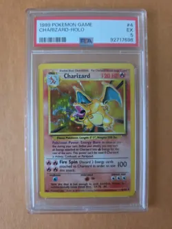 1999 Pokemon TCG Charizard Base Set Holo Rare Card 4/102 PSA 5 - Image 1