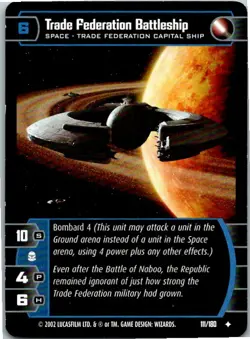 Star Wars TCG Attack Of The Clones Card Trade Federation Battleship - Image 1