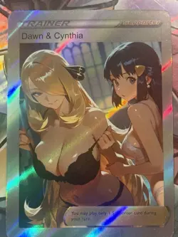 Pokemon Cynthia & Dawn Anime Waifu Custom DIY Trainer Art Pokemon card - Image 2