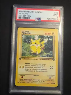 Pikachu 60/64 1st Edition Jungle PSA 9 Graded MINT Pokemon Card - Image 1