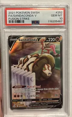 Pokemon Sandaconda V (Alternate Full Art) 252/264 Fusion Strike Holo PSA 10 - Image 1