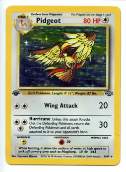 Pokemon Pidgeot First 1st Edition Holo 8/64 Vintage Jungle 1999 HD Scans Zoom in - Image 1