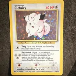 Pokemon TCG Clefairy Base Set 5/102 Holo Rare 1999 40 HP English Basic - Image 1
