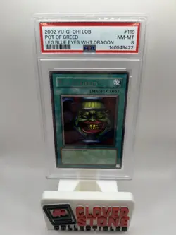 Yu-Gi-Oh! TCG Pot of Greed Legend of Blue Eyes White Dragon LOB-119 PSA 8 - Image 1