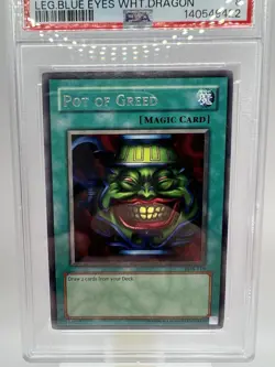 Yu-Gi-Oh! TCG Pot of Greed Legend of Blue Eyes White Dragon LOB-119 PSA 8 - Image 2