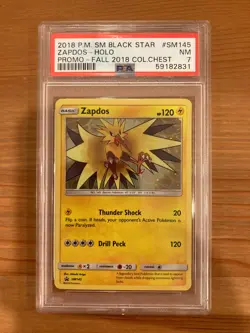 2018 Zapdos Black Star Promo SM145 Fall 2018 Collectors Chest PSA 7 - Image 1