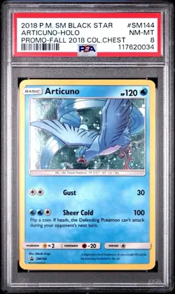 Black Star Promo Fall 2018 Collector Chest #SM144 Articuno Holo PSA 8 Card NM-MT - Image 1