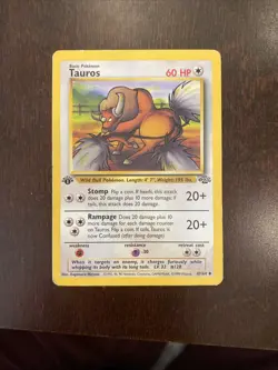 Tauros 47/64 1st Edition Vintage Jungle Regular Pokemon Card Uncommon - Image 1