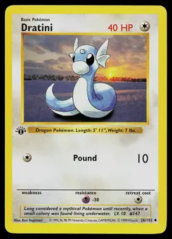Pokemon Card - Dratini Base Set (Shadowless) 26/102 Uncommon 1st Edition - Image 1