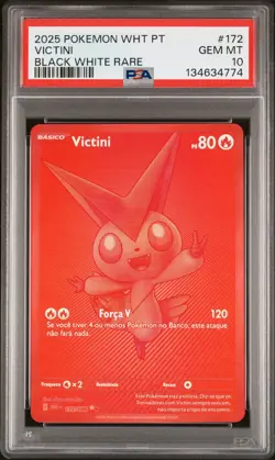 2025 POKEMON PORTUGUESE POP 1 FLARE BLACK WHITE RARE 172 VICTINI PSA 10 GEM MINT - Image 1