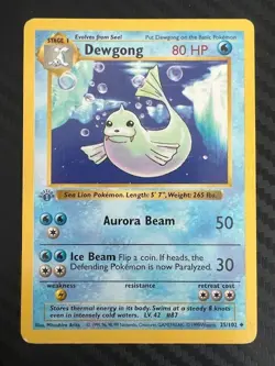 Pokemon TCG Base Set Dewgong 25/102 Uncommon 1st Edition Shadowless LP - Image 1