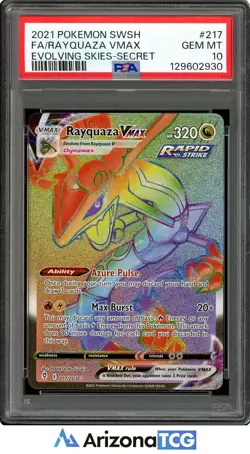 Pokemon 2021 Rayquaza VMAX 217/203 Rainbow SR Evolving Skies GEM MINT PSA 10 - Image 1