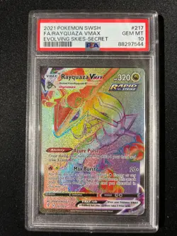 Pokemon Rayquaza Vmax 217/203 Evolving Skies Rainbow Secret Rare PSA 10 GEM MINT - Image 1