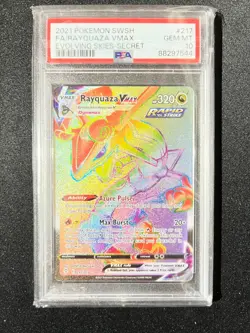 Pokemon Rayquaza Vmax 217/203 Evolving Skies Rainbow Secret Rare PSA 10 GEM MINT - Image 3