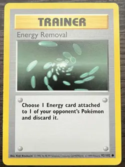 Shadowless Energy Removal 092/102 Pokemon TCG WOTC Base Set Trainer MINT NM - Image 1