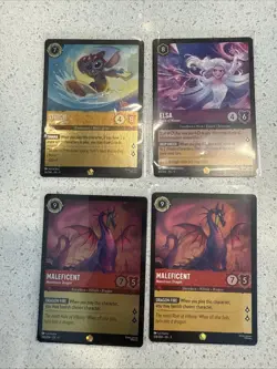 Maleficent - [Foil] 108/204 Stitch 24/204 Legendary Lorcana Fabled LOT 4 Cards - Image 1