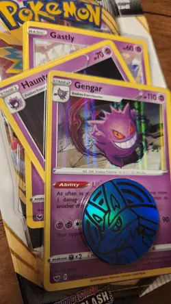 Rare SWSH Rebel Clash Gengar Checklane Blister Pokemon HTF 3 Card Booster Pack - Image 4