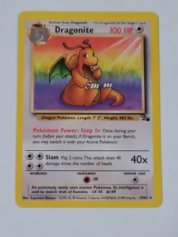 Pokemon Dragonite 19/62 1999 Fossil Unlimited - Image 1