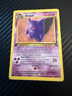 Pokemon Gengar 1st Edition Fossil Set Card 20/62 1999 English Non Holo MP - Image 1