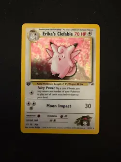 Erika’s Clefable 1st Edition Holo 3/132 Pokemon Gym Heroes Pokemon TCG - LP - Image 1