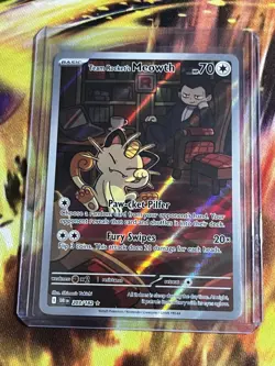 Pokemon TCG Team Rockets Meowth 203/182 Illustration Rare Destined Rivals NM - Image 1