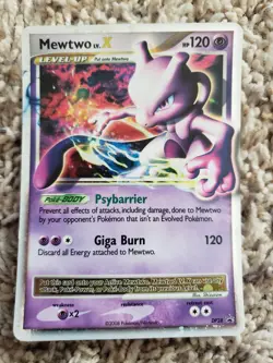 Pokemon TCG Mewtwo LV.X Black Star Promo DP28 Holo Card 2008 - Image 1
