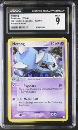 CGC 9 MINT Metang 2004 EX Hidden Legends 43/101 Reverse Holo Pokemon Card - Image 1