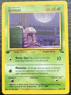 1st Edition Grimer 48/62 Pokemon TCG WOTC Base Set Fossil MINT - Image 1