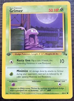 1st Edition Grimer 48/62 Pokemon TCG WOTC Base Set Fossil MINT - Image 1