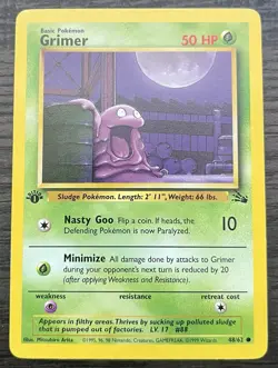 1st Edition Grimer 48/62 Pokemon TCG WOTC Base Set Fossil MINT - Image 1