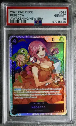 One Piece TCG Rebecca SR Holo OP05-091 Awakening of the New Era PSA 10 English - Image 1