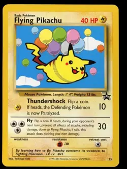 Vintage 2001 Flying Pikachu 25/53 Black Star Promo #25 English Pokemon Card WotC - Image 1