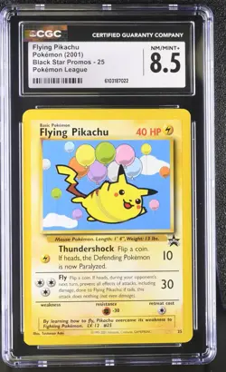 2001 WOTC POKEMON LEAGUE BLACK STAR PROMO FLYING PIKACHU #25 CGC 8.5 A - Image 1