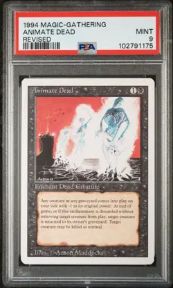 PSA 9 Mint Animate Dead - Revised - Vinage Magic The Gathering - MTG - Image 1