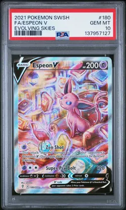 2021 POKEMON SWORD & SHIELD EVOLVING SKIES #180 FULL ART/ESPEON V PSA 10 - Image 1