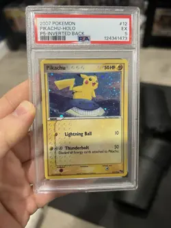 Pokemon Pikachu Holo Pop Series 5 Inverted Back PSA 5 12/17 NM - Image 1