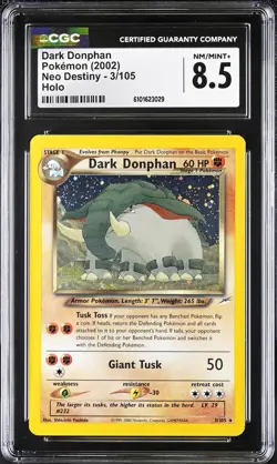 CGC 8.5 Dark Donphan 2002 Neo Destiny 3/105 Holo Pokemon Card psa - Image 1