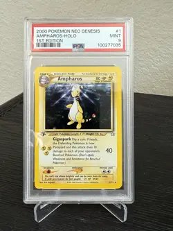 2000 POKEMON NEO GENESIS 1ST EDITION #1 AMPHAROS-HOLO PSA 9 - Image 1