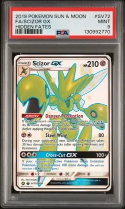 Scizor GX Full Art PSA 9 MINT 2019 Pokemon Sun & Moon Hidden Fates #SV72/SV94 - Image 1