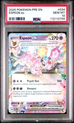 2025 POKEMON PRE EN-PRISMATIC EVOLUTIONS #034 ESPEON EX PSA 10 - Image 1