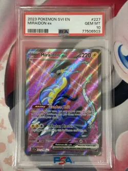 PSA 10 GEM MINT 2023 Pokemon Scarlet & Violet MIRAIDON EX #227 Full Art - Image 3