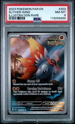 2023 POKEMON PAR EN-PARADOX RIFT ILLUSTRATION RARE #203 SLITHER WING PSA 8 - Image 1