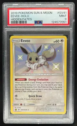 2019 Pokemon SM Hidden Fates Eevee Shiny Vault Holo Rare #SV41/SV94 PSA 9 - Image 1