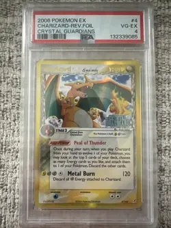 2006 Pokemon Crystal Guardians CHARIZARD Reverse Holo 4/100 Stamped PSA 5 EX - Image 1