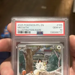 2025 POKEMON PFL EN-PHANTASMAL FLAMES ILLUSTRATION RARE #106 MEOWTH PSA 10 - Image 3
