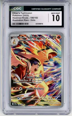 CGC GEM MINT 10 Pokemon TCG Ethan's Typhlosion 190/182 Sv10 Destined Rivals Holo - Image 1